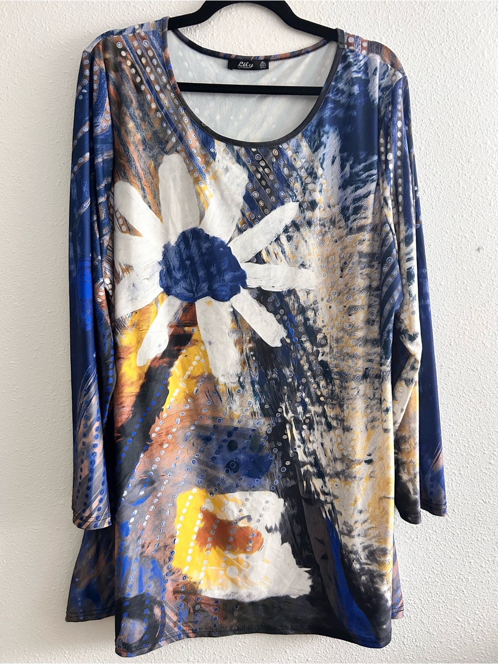 Lily Blue & Yellow Floral Long-Sleeve Top